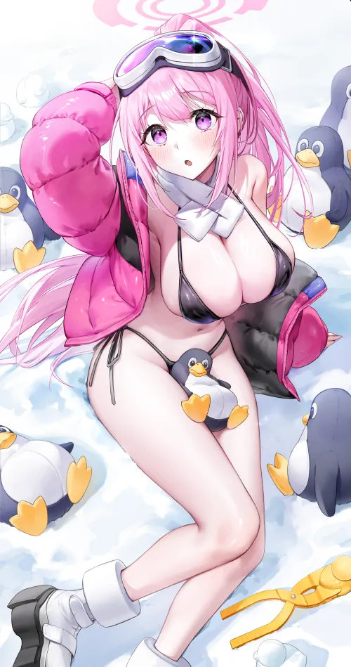 Thumbnail Blue Archive's Izumi Surrounded by Penguins | Pantsu