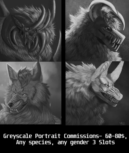 Thumbnail Greyscale Portrait Commissions: Details Inside by Stygian_Enzo48