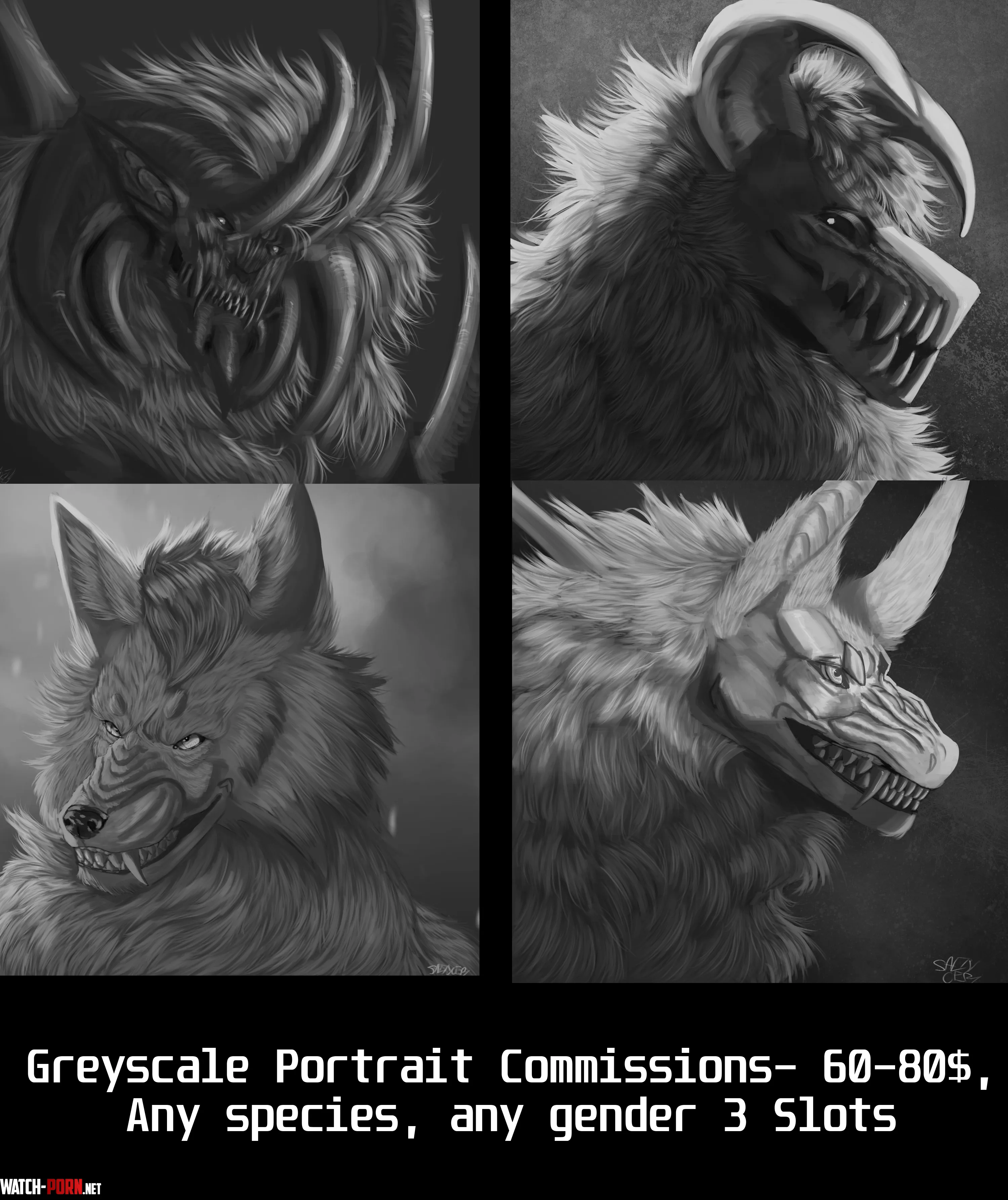 Greyscale Portrait Commissions Open 6080 more info in comments by Stygian_Enzo48