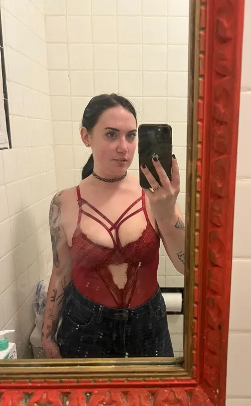 Thumbnail Red Lingerie Temptations: Embracing the Dirty Mirror Blues