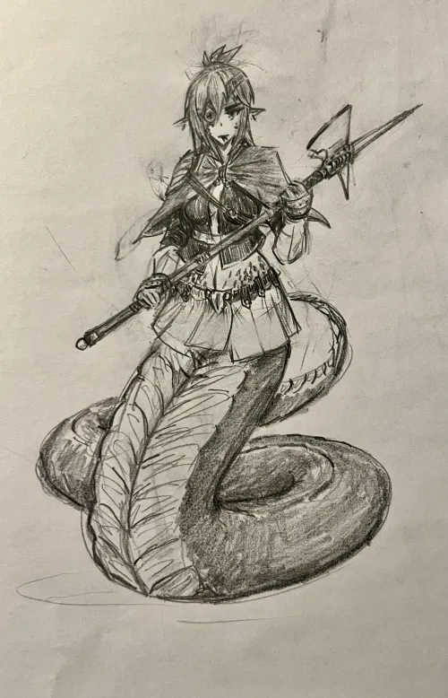 Thumbnail Lamia with Halberd: Bewitching Encounter by Cheerforword124 | MonsterGirl