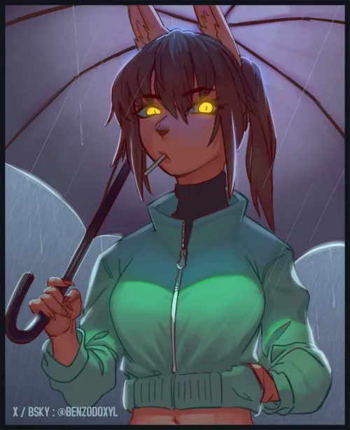 Thumbnail Rainy Day Art by BenzoArt: A Furry Masterpiece