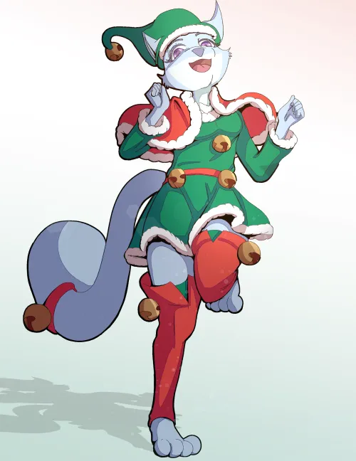 Thumbnail Christmas Elf Liabelle Art by Me - shade105 Furry Festive Art