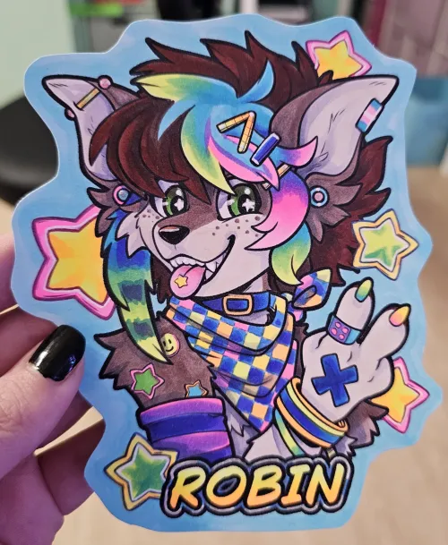 Thumbnail Copic Marker Badge Comm: Robin - DeadBombArt Furry Artistry