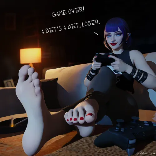 Thumbnail OC Pinup Nibeya: Game Over by Nibs3d in 3D