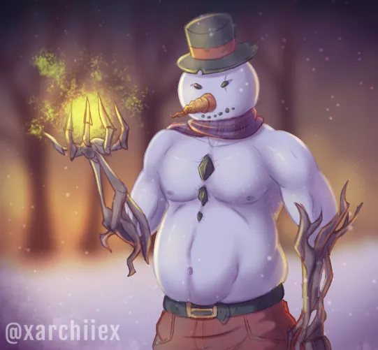 Thumbnail I did a colored sketch of a hunky Snowman cryptid thingy art xarchiiex Original Character by BaraArchie