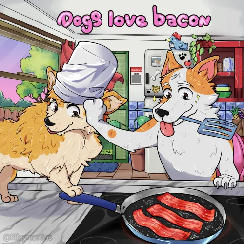 Thumbnail Whimsical Artistry: Dogs Love Bacon by Rilaymartins