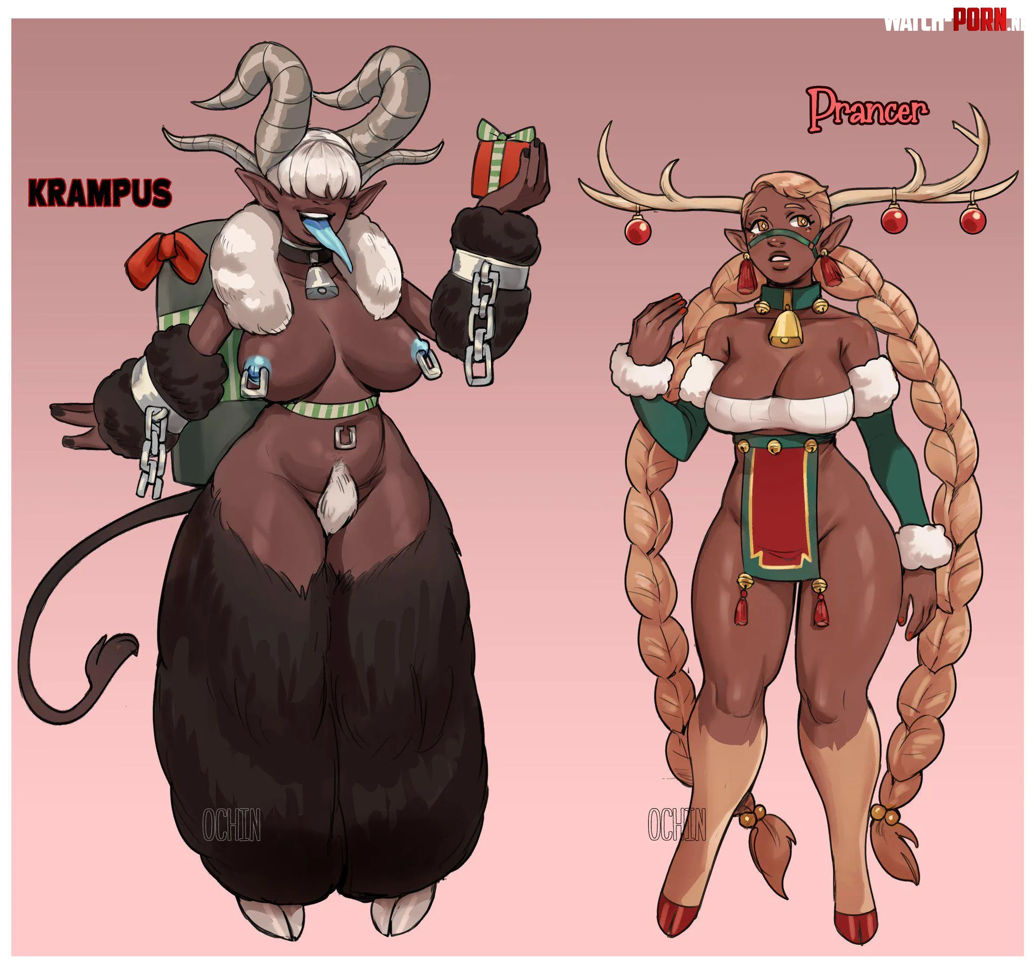 Krampus and Prancer 0chin by x-LeananSidhe-x