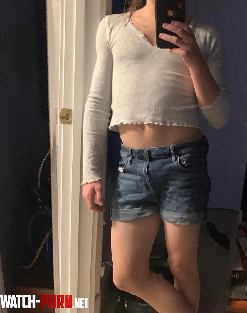 Tried out these jean shorts for the first time How do we like it by Trapangelslut