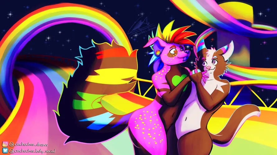 Thumbnail Colorful Moves: Cachuchotas' Vibrant Furry RainbowRoad Dance OC