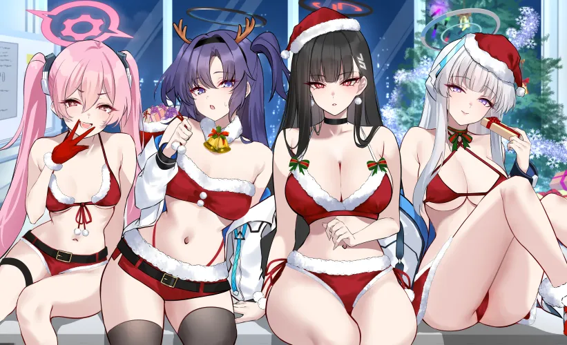 Thumbnail Blue Archive Christmas Girls by A_MASSIVE_PERVERT