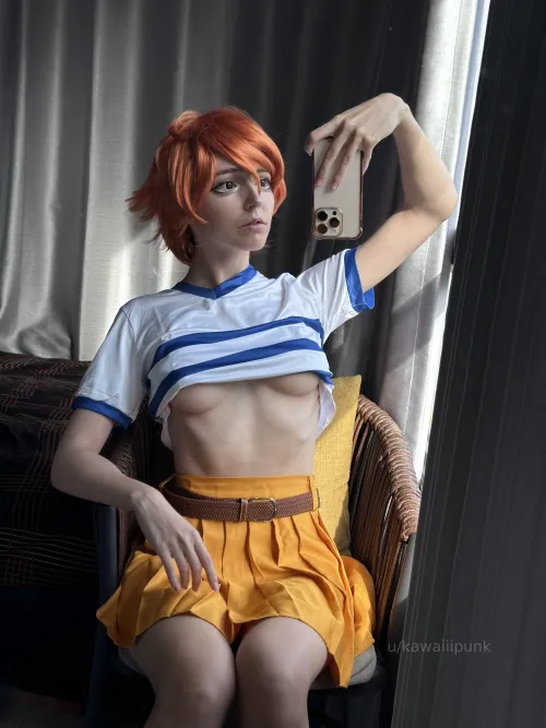 Thumbnail Cosplay Delight: kawaiiipunk Rocks Nami OnePiece Underboob