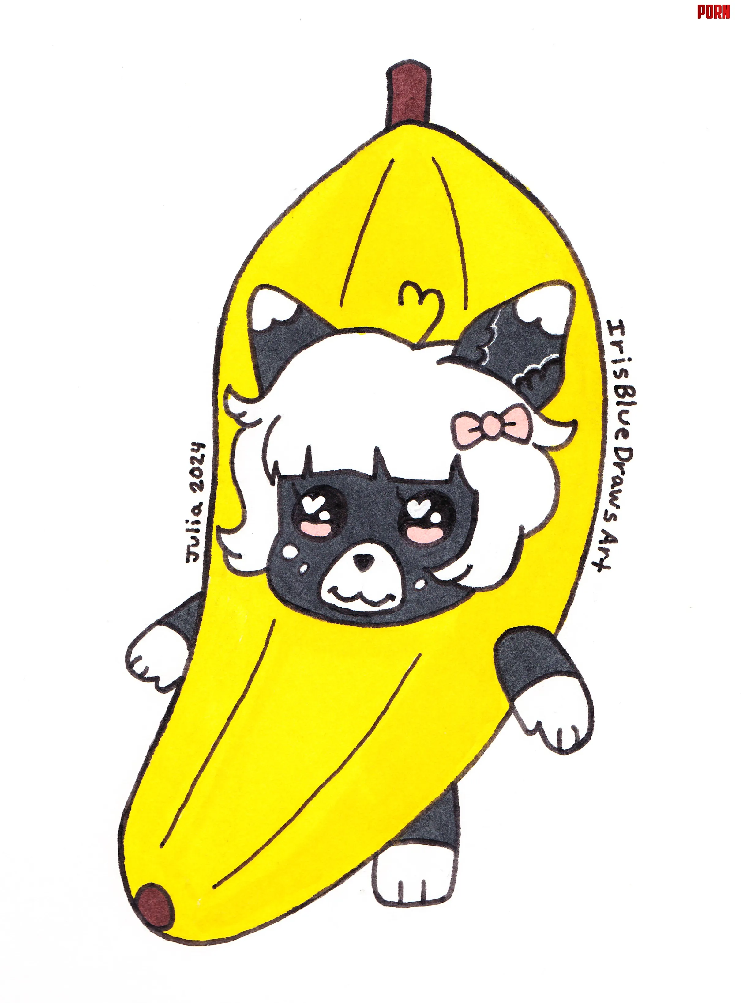 Banana cat  by IrisBlueDrawsArt