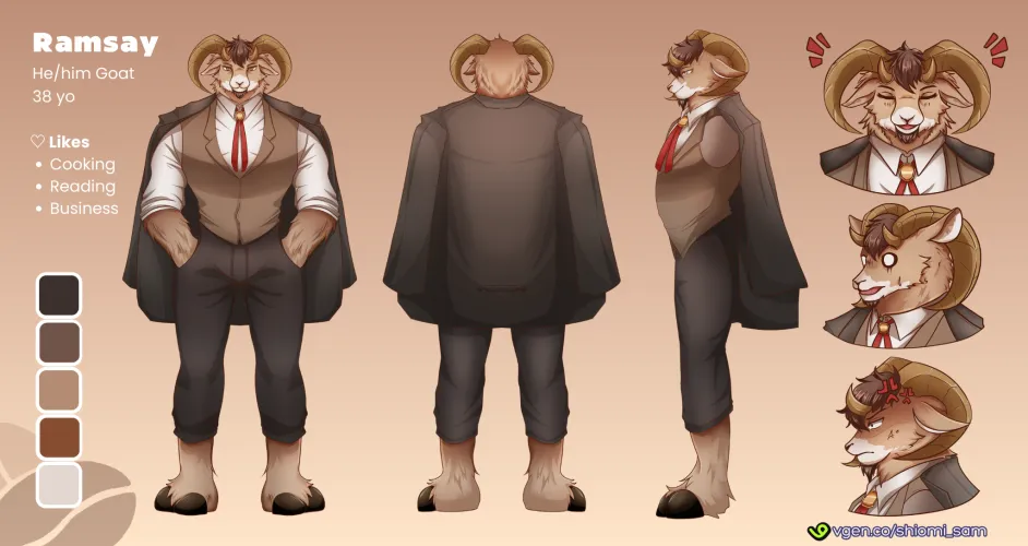 Thumbnail OC Ramsay Character Sheet: Furry Art by Pasifika__