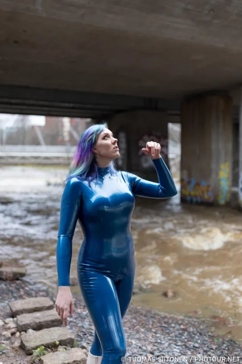 Thumbnail Wearing a Catsuit Underneath a Bridge - An Old Finnish Tradition Old as This Photo: ShinyPorn Elegance