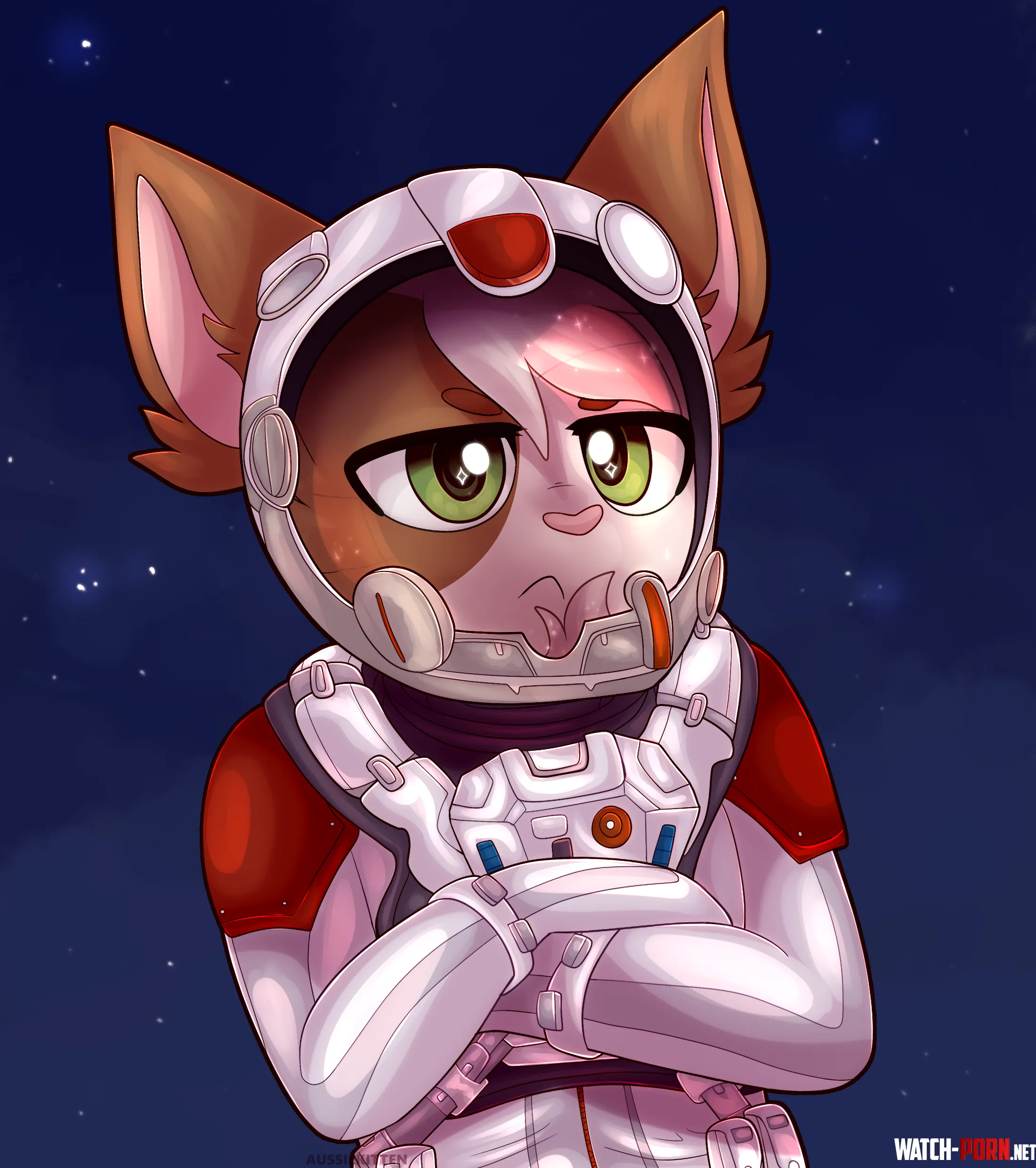 Astronaut kitty  Piece for Skybozer by Aussie_Kitten_