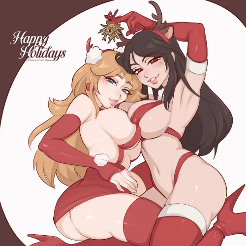 Thumbnail Happy Holidays PixelGames: Tifa & Peach Art by Soan9