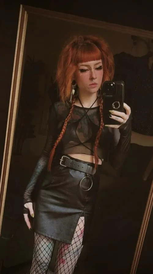 Thumbnail Leather Skirt Rides Up - lunasonora4 | Stylish LadiesInLeather Piece