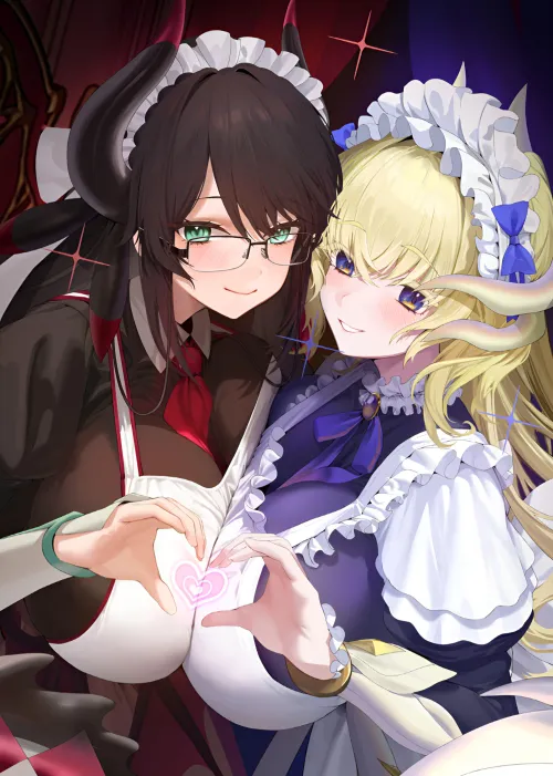 Thumbnail Maids making a heart together by marxsander2016 | BigAnimeTiddies