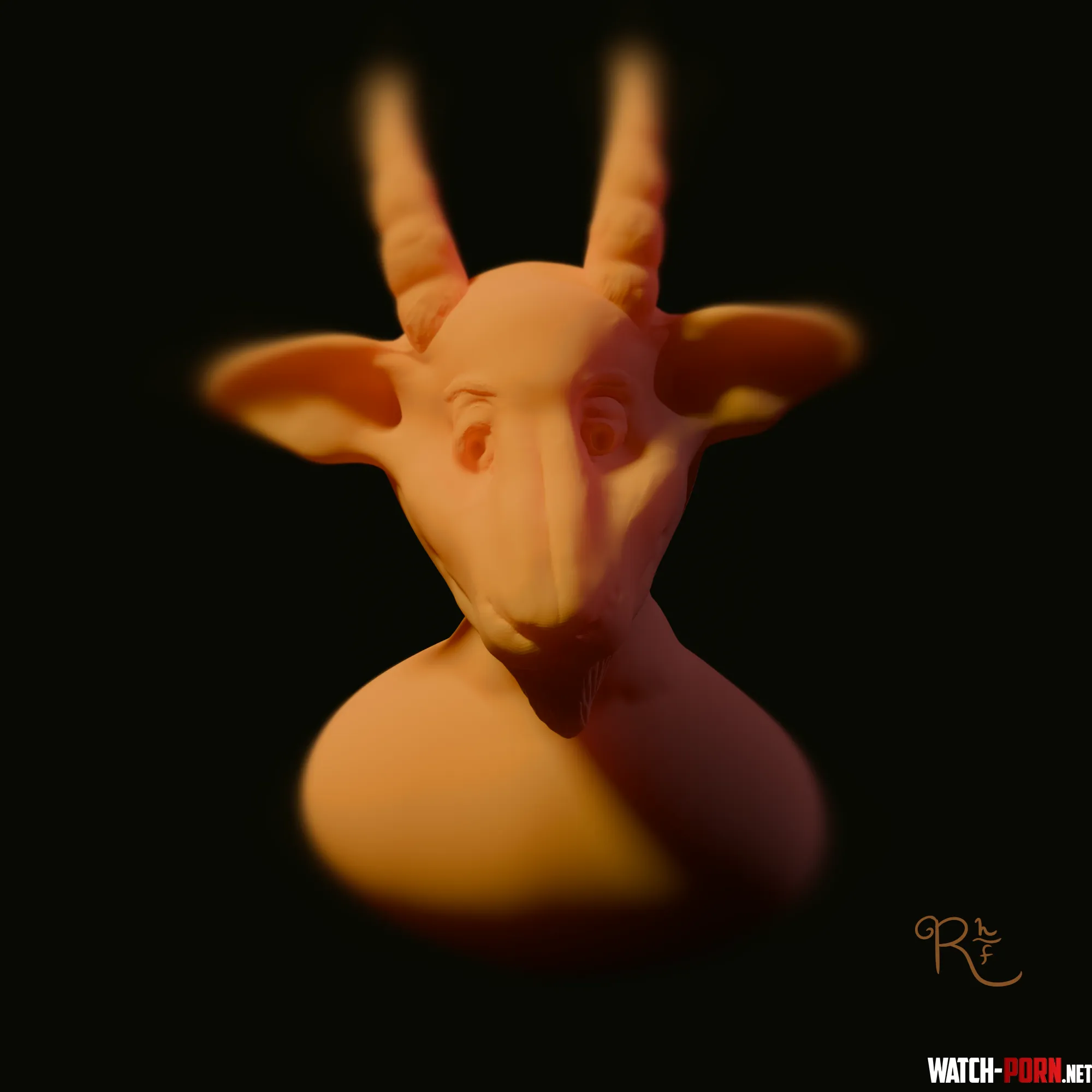 Digital goatman sculpture by me  by RavenFoxx