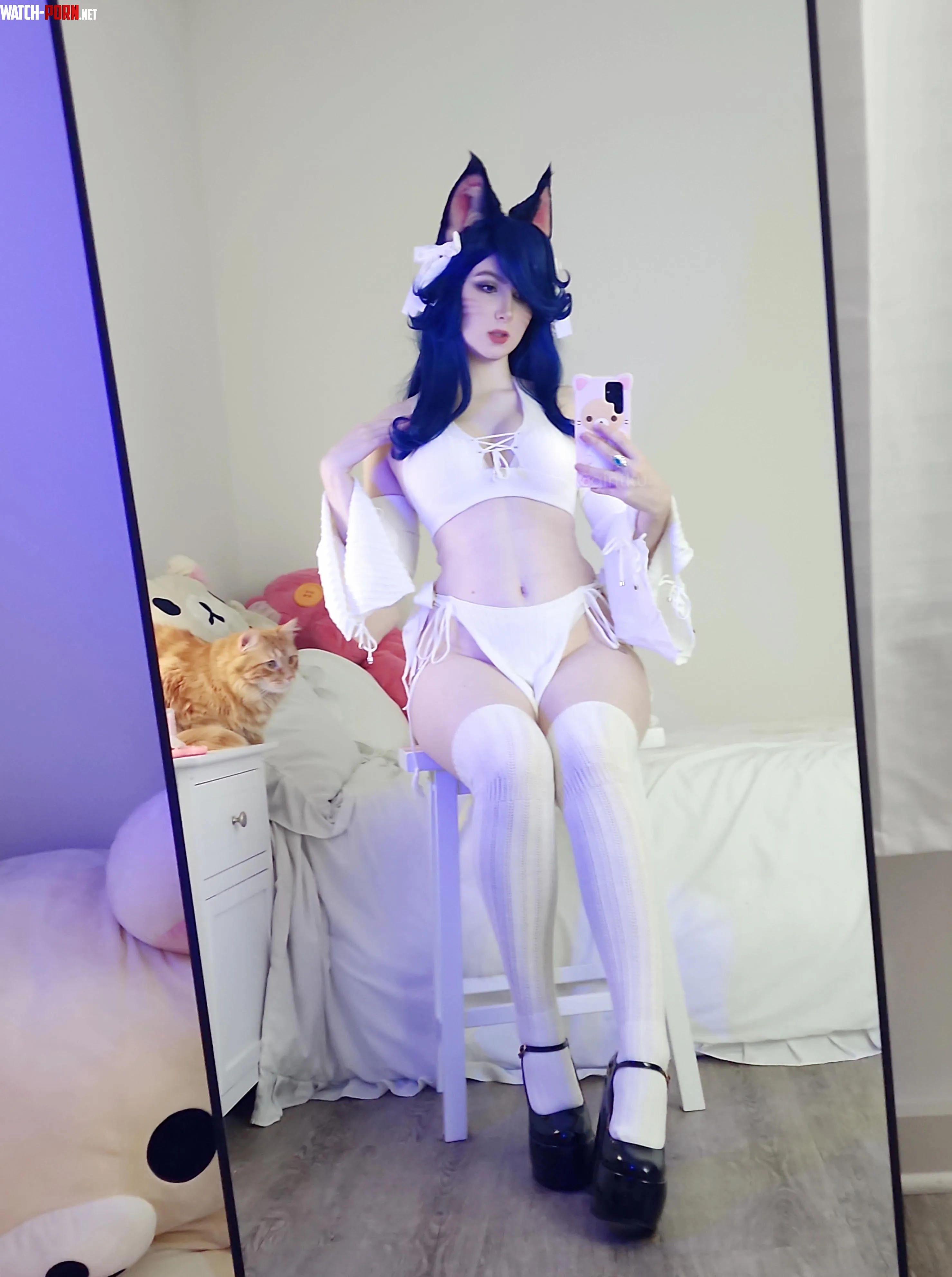 Midnight Ahri Cozy Winter Fox Cosplay by gintku by gintku