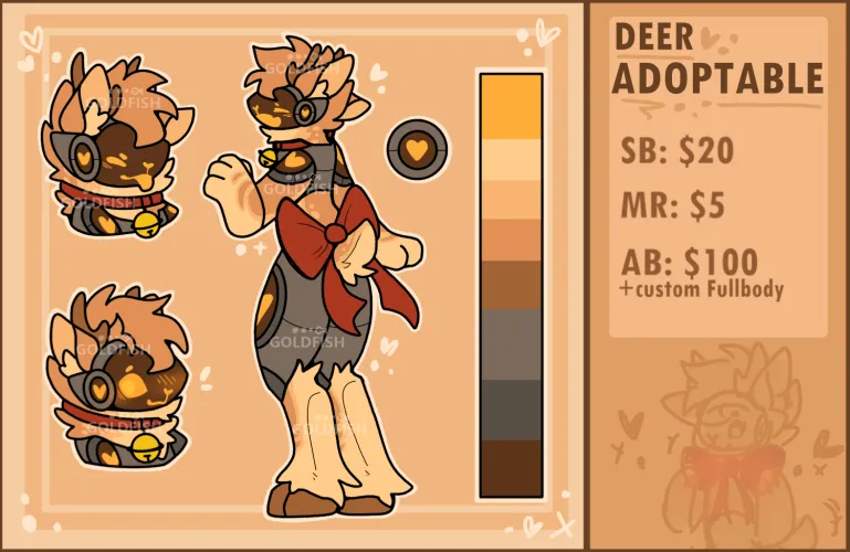 Thumbnail AwierdGoldfish's Novelty: Deer Protogen Adoptable Opportunity Awaits in furry