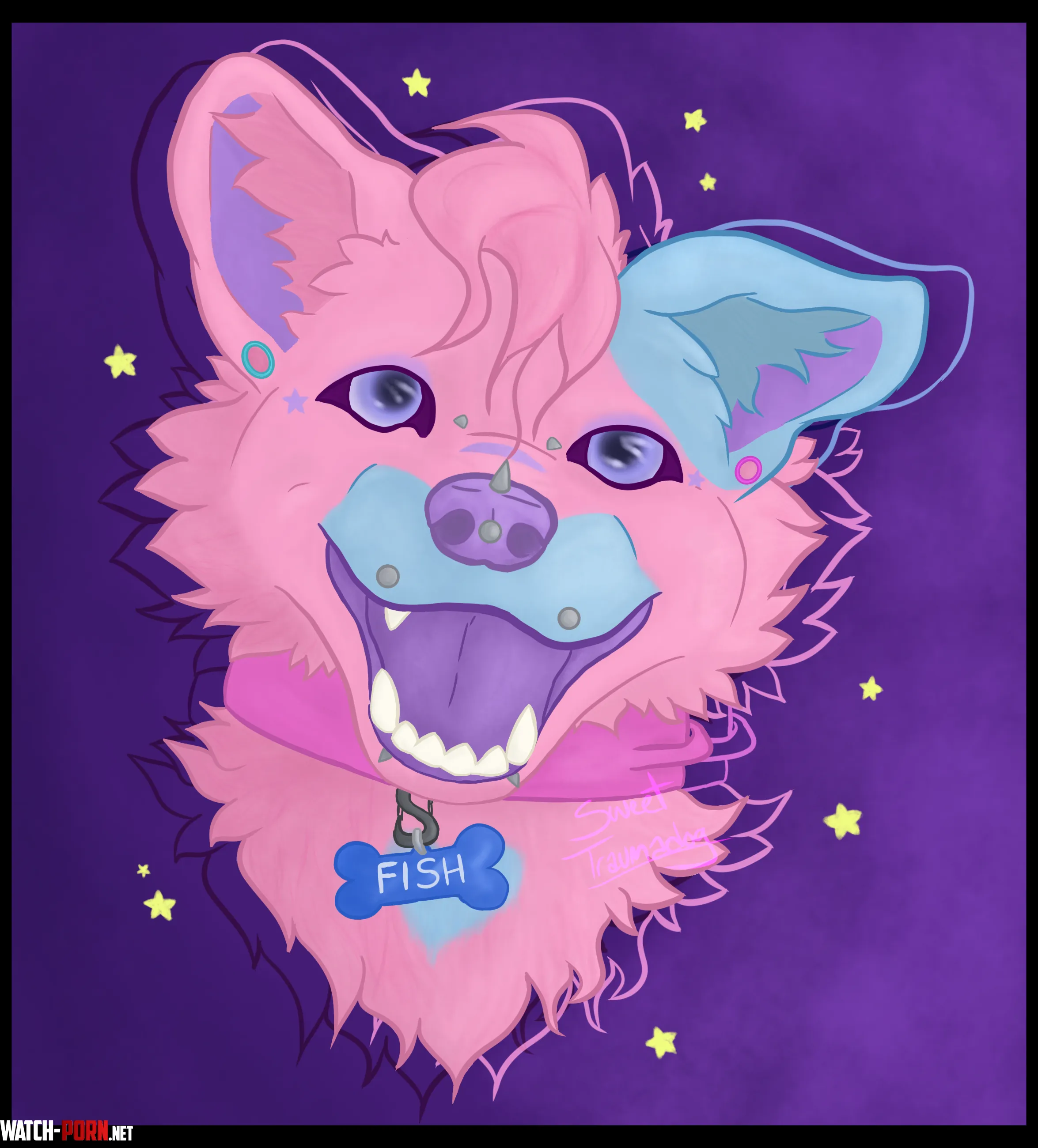 Headshot I did of my fursona by SweetTraumadog