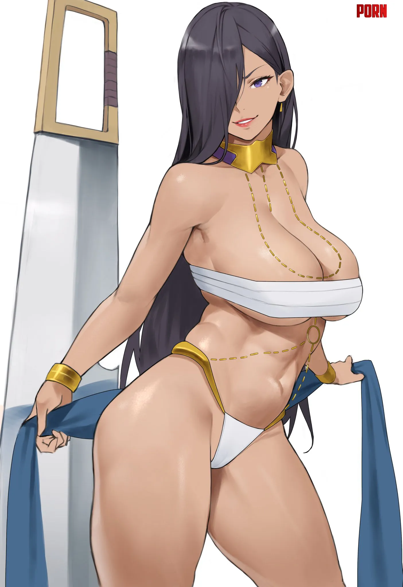 Aisha showing off her thick tanned and toned body Danmachi by Terran117