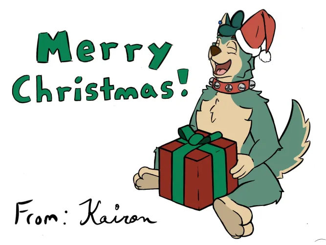 Thumbnail Festive Furry Art by KayknineArt: Merry Christmas from Kairon Art