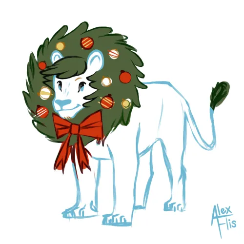 Thumbnail AlexFlis Presents Christmas Lion OC, Nathan Frost, in Furry