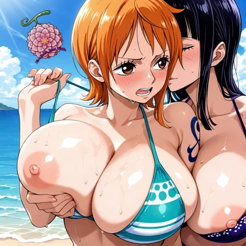 Thumbnail NSFW Fun with Nami & Robin at the Beach by Nami_Robin_Waifu in Funpiece Category