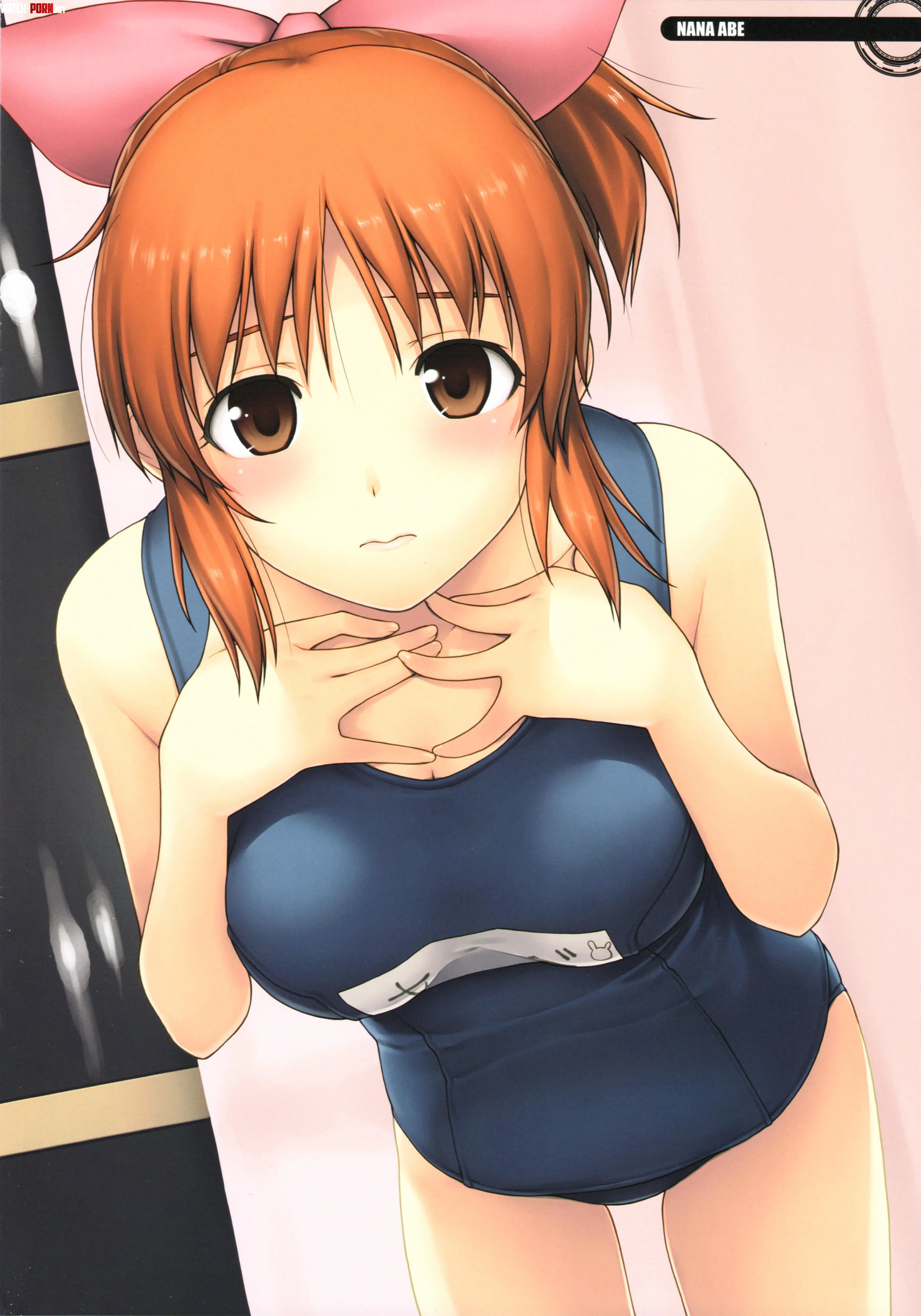 Abe Nana looks Nervous while wearing her School Swimsuit Idolmaster Cinderella Girls Tanaka Shoutarou by ecchi_neko