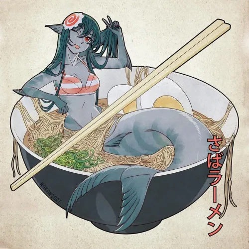 Thumbnail MonsterGirl: Mermaid in a Bowl of Ramen Ready for Serving by RadiantPerspective72