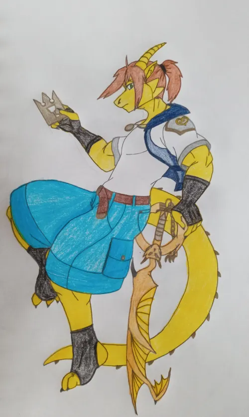 Thumbnail Fragonus Presents Fragon the Gold Dragon & Keyblade Art | furry