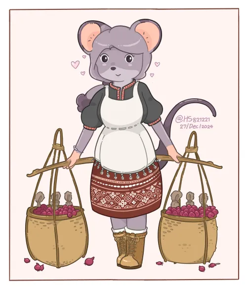 Thumbnail Rat Girl with Shallot Art by Angpao_HS821221: Creative Furry Piece