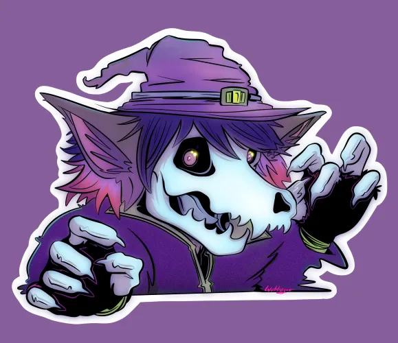 Thumbnail Witchy Skully Art: Request by wubbayoo in the Furry Category