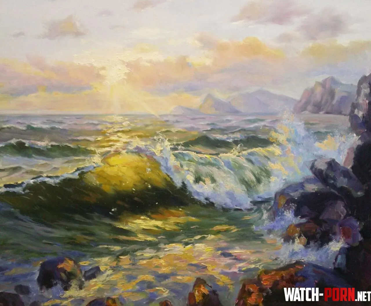 Evening sea My oil painting on canvas by GreenStrength5876