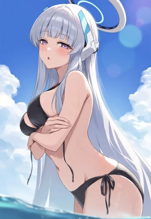 Thumbnail Dive into Swimsuit Noa Blue Archive - An Anime Midriff Delight