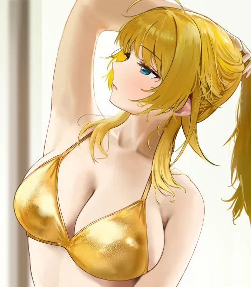 Thumbnail Shine Bright with 'Gold Bikini Meguru Idolmaster' by marxsander2016 in the Ecchi Category