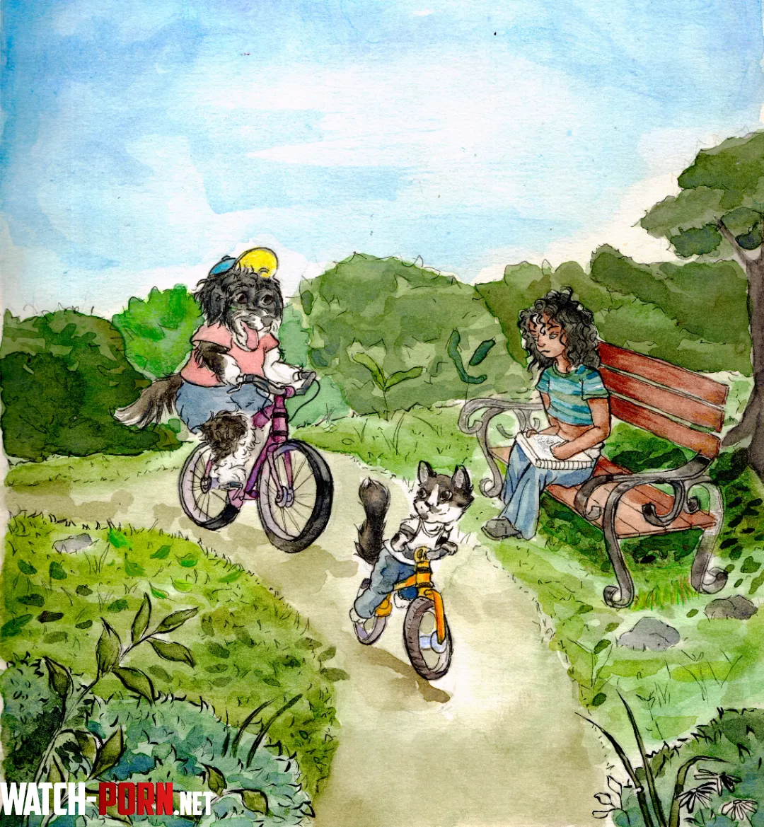 I thought why not draw my pets riding a bike so I did by vauseart_