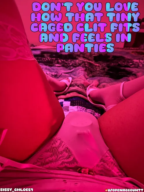 Thumbnail A Caged Clitty Feels Right in Panties: Sissycaptions