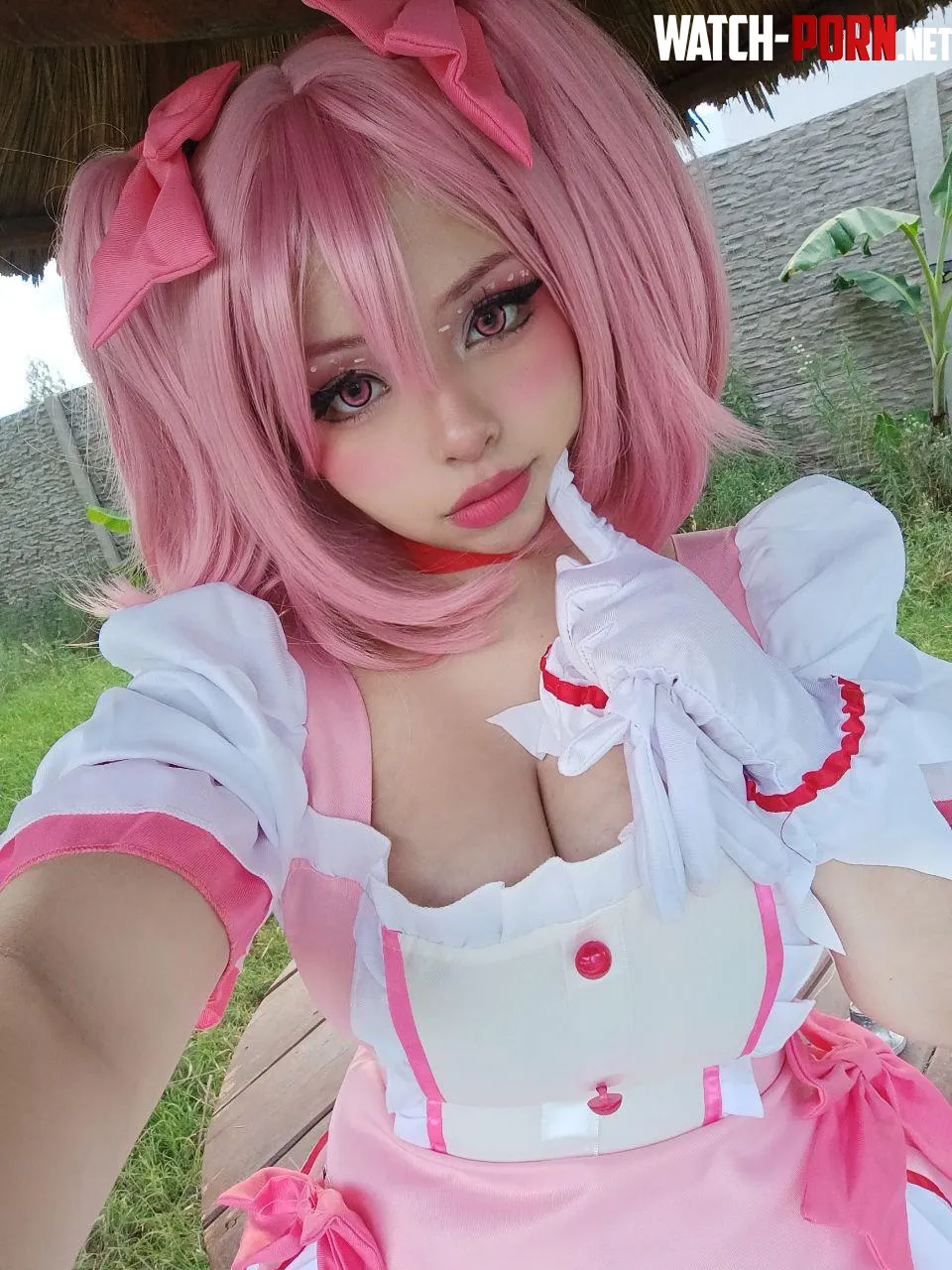 Madoka lets you to kiss her but only on the cheeks by babygirlkittenxo by babygirlkittenxo