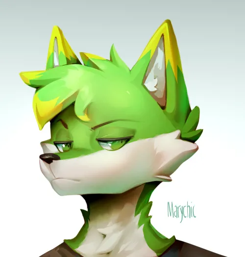 Thumbnail Celebrating with Art: Green Fox Sona Delight by Marychic3908