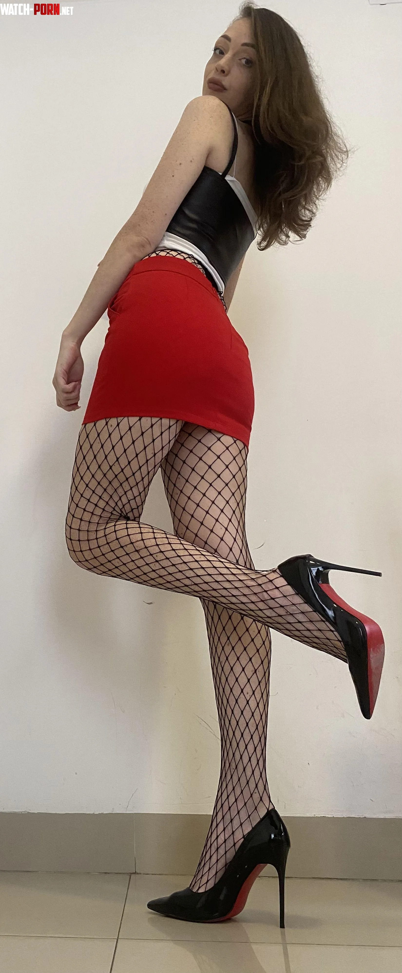 A red tight office skirt that perfectly highlights my seductive hips by BlissfulStella