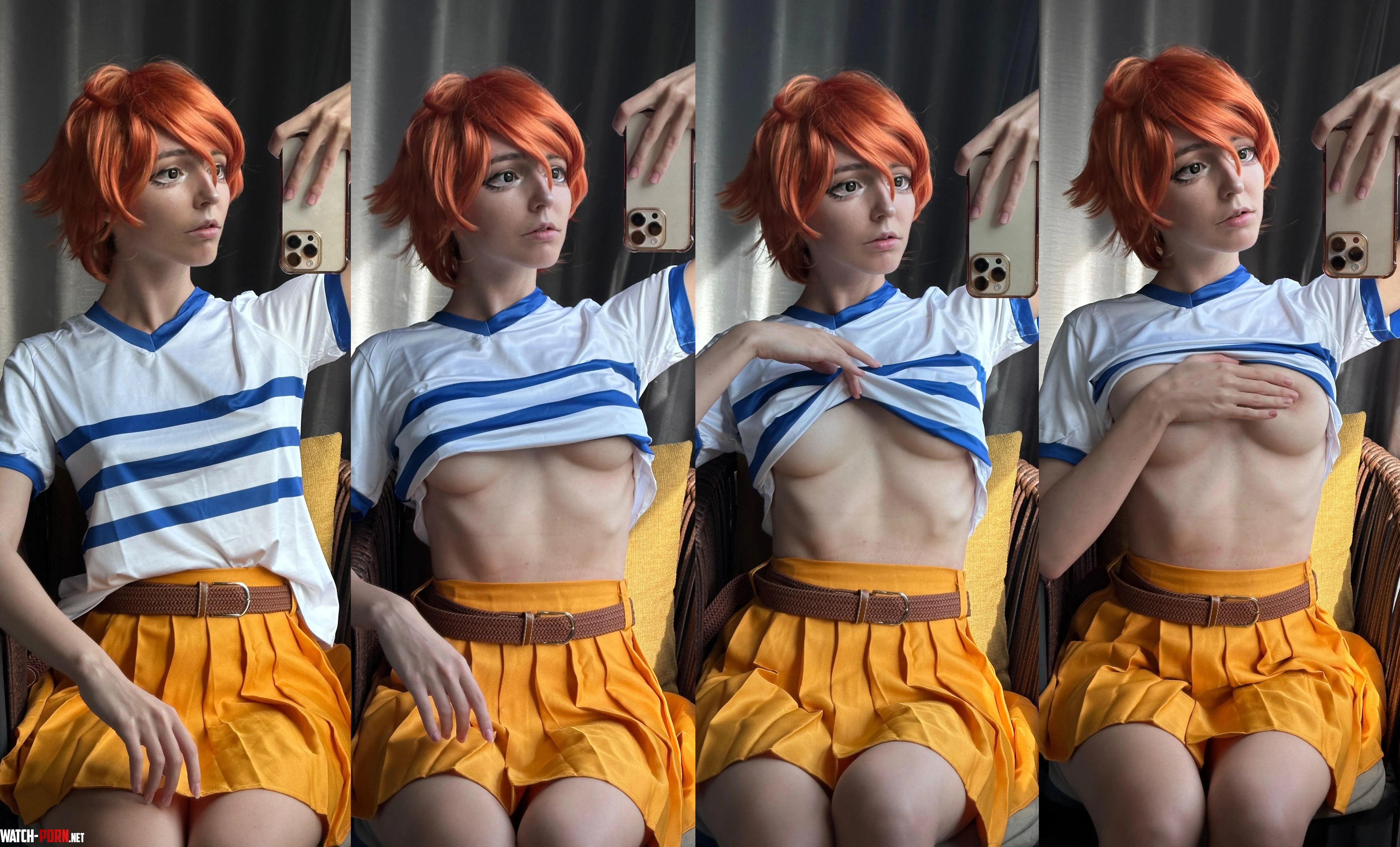 Underboob steps in Nami cosplay by kawaiiipunk