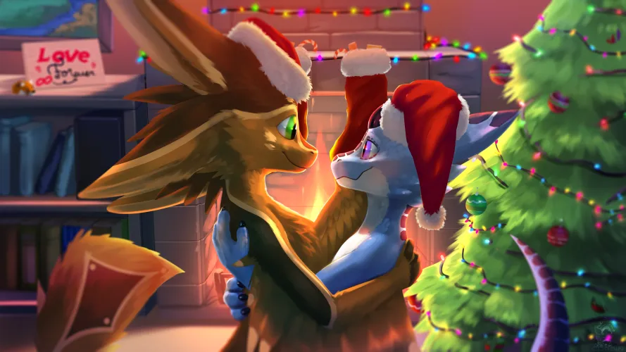 Thumbnail Roscy Shares a Loving Embrace with Festive Art - furry Delight