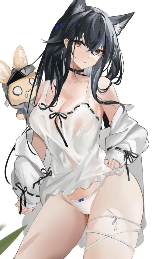 Thumbnail Texas Revealing Her Panties in Arknights by marxsander2016 | ecchi