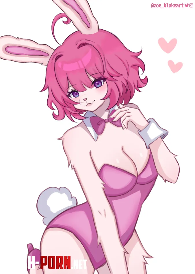 Pink bunny Art by me  by Zoe_BlakeArt