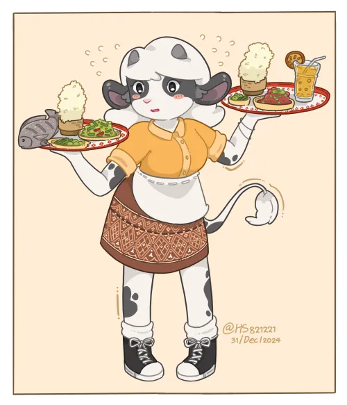 Thumbnail Cow Waitress Art by HS821221 | Furry Creations