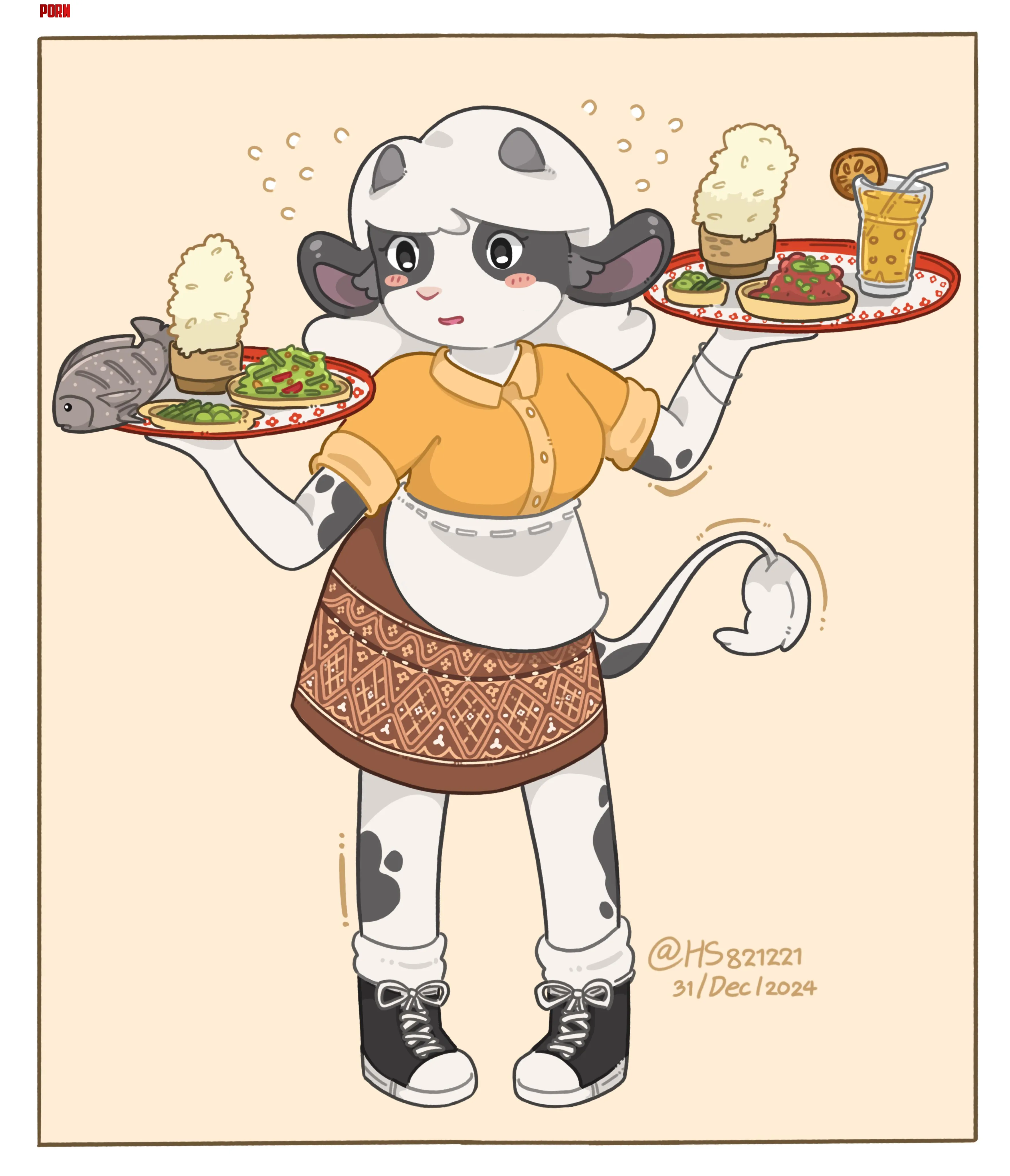 Cow waitress Art by HS821221  by Angpao_HS821221